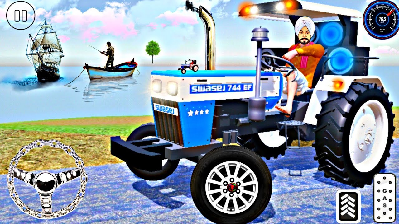 swaraj 744 Tractor with trolley indian tractor simulator pro New update mini swaraj tractor gameplay