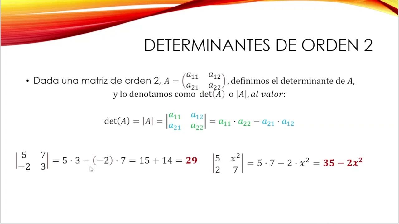 2 1 Determinantes de orden 2 YouTube