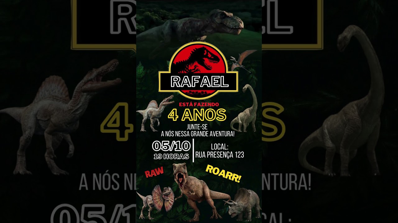 Convite Animado Jurassic World: O Melhor Convite Infantil Tema Dinossauros! #AniversarioJurassic