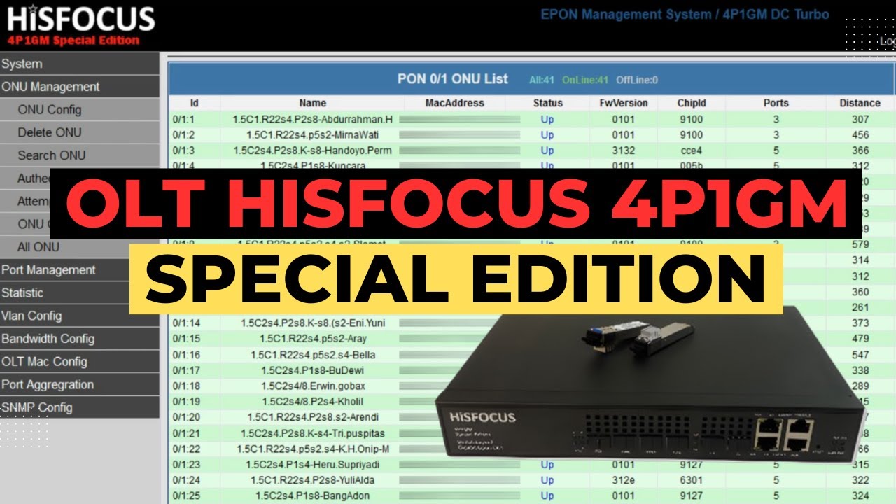 EPON OLT HISFOCUS 4P1GM SPECIAL EDITION 2 LAYER 4PON SUPPORT AC DC TURBO