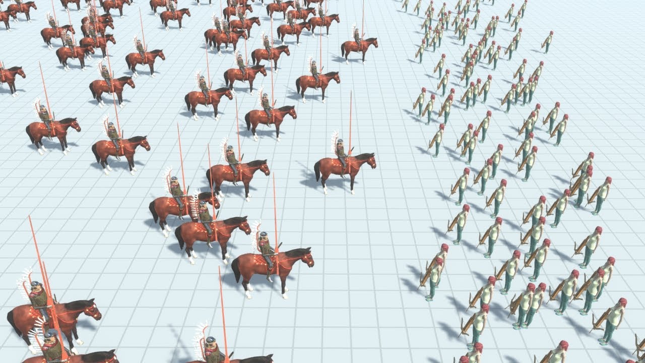 100 Hussar Army vs 100 Modern Human Army ARBS Animal Revolt Battle Simulator