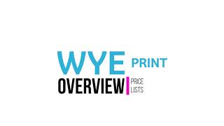 Price List Overview - PrintVis | Wye Print