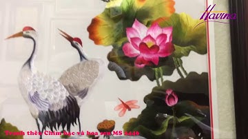 TRANH THÊU CHIM HẠC HOA SEN - TRANH THÊU CHIM HẠC MS 2446 - TRANH THÊU TẶNG ĐỐI TÁC
