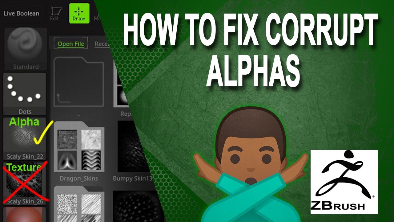 How to Fix Corrupt Alphas in zBrush - YouTube