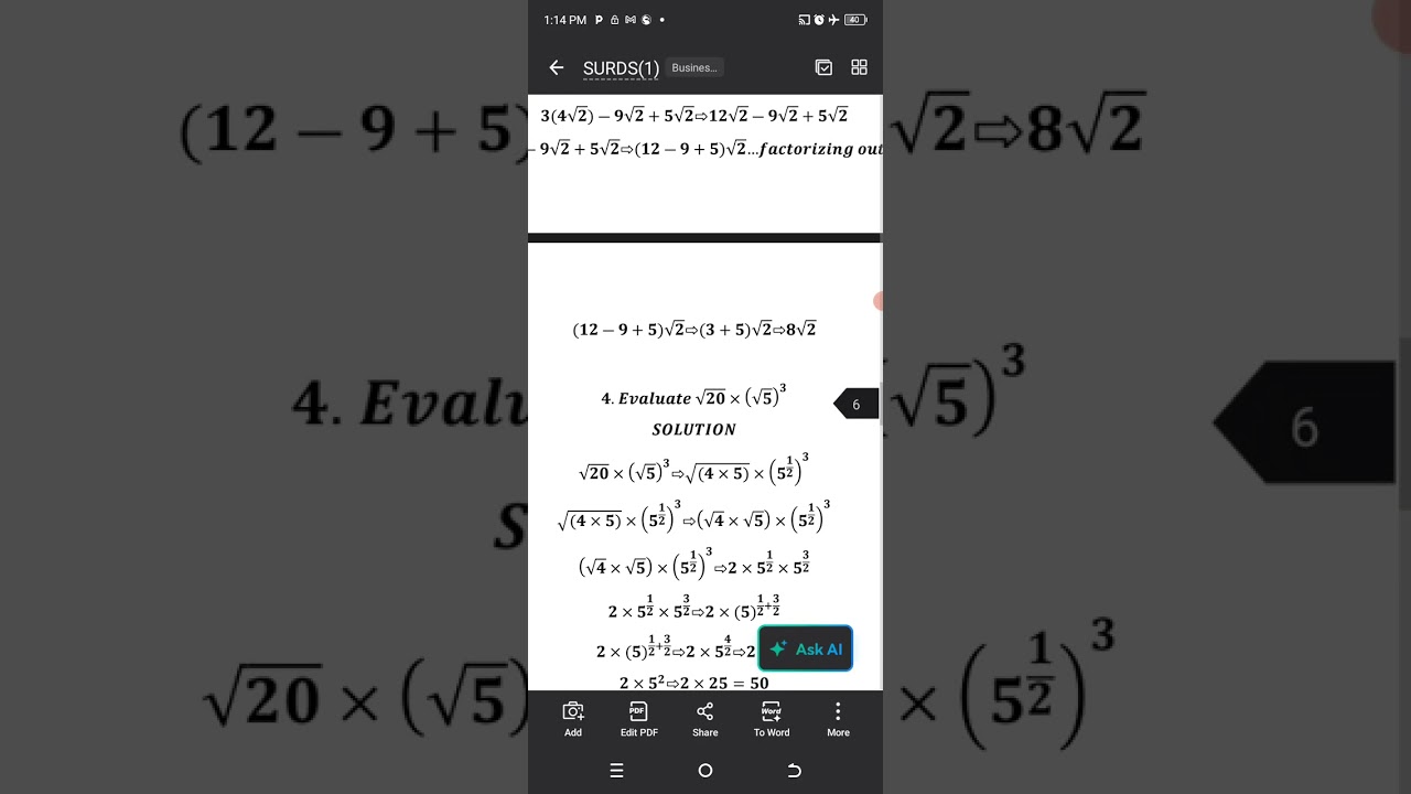 ADDITION AND SUBTRACTION OF SURDS 