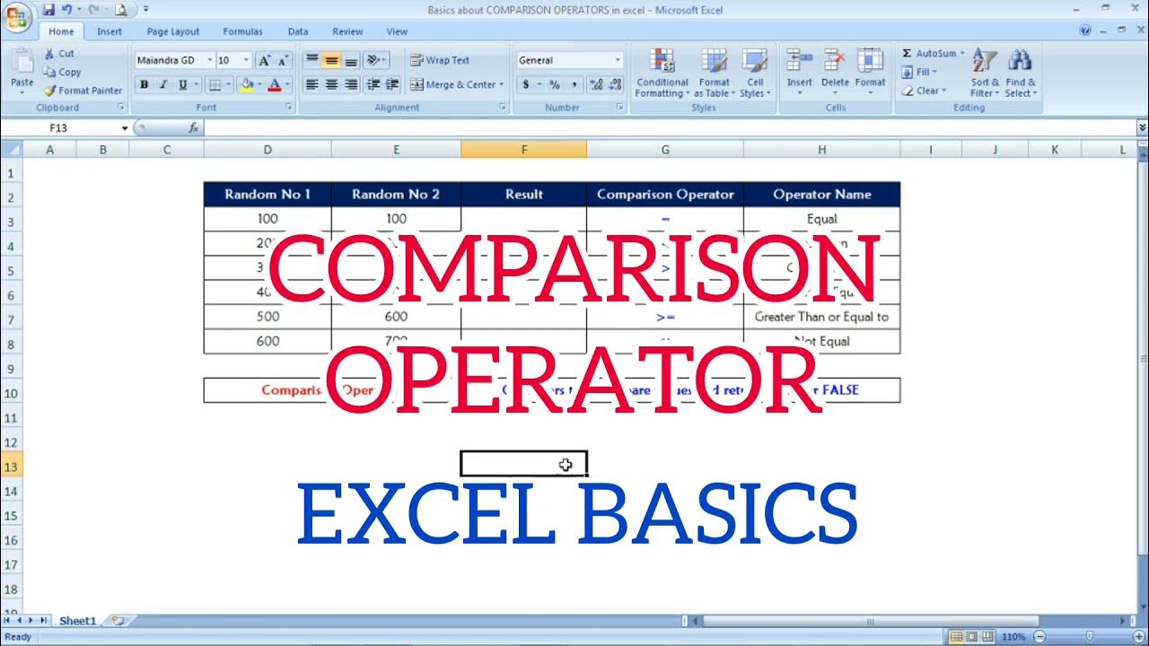 Basics about comparison operators in excel logical operators in excel