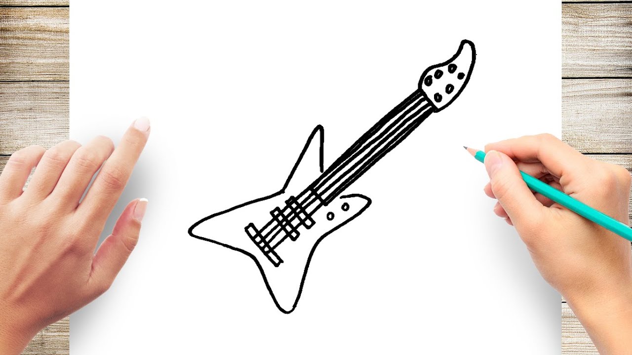 How to Draw Guitar: Step 9 | Guitar drawing, Sketches easy, Easy drawings