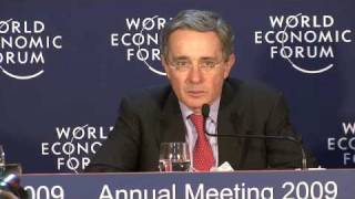 Davos 2009: Press Conference with Colombian President  Ãlvaro Uribe VÃ©lez