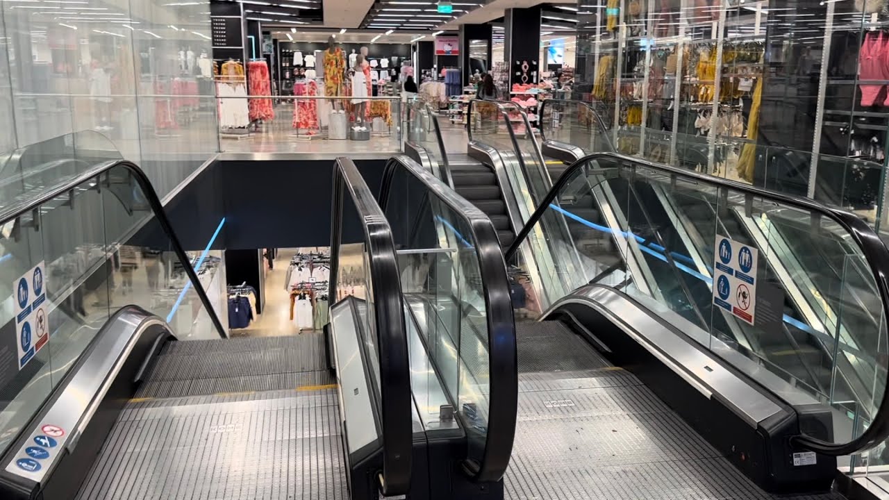 Manchester, England. 7x Escalator ride in Primark store, City Centre. Central set (Part 1)