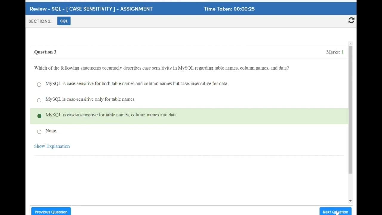 Quiz 44 - Section - 3 - CASE SENSITIVITY - Kodnest Dream Factory 2024 ...