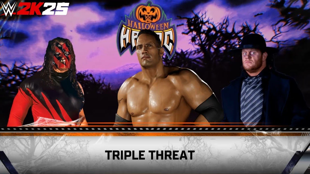 Full Match - Kane vs. The Rock vs. Undertaker: Triple Threat Match at Halloween Havoc | WWE 2k25