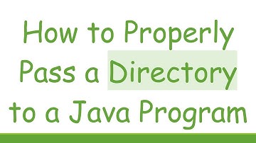 How to Properly Pass a Directory to a Java Program