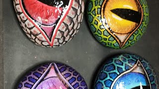 Rock Painting, Dragon Eyes by Tom's Art Rocks  021623