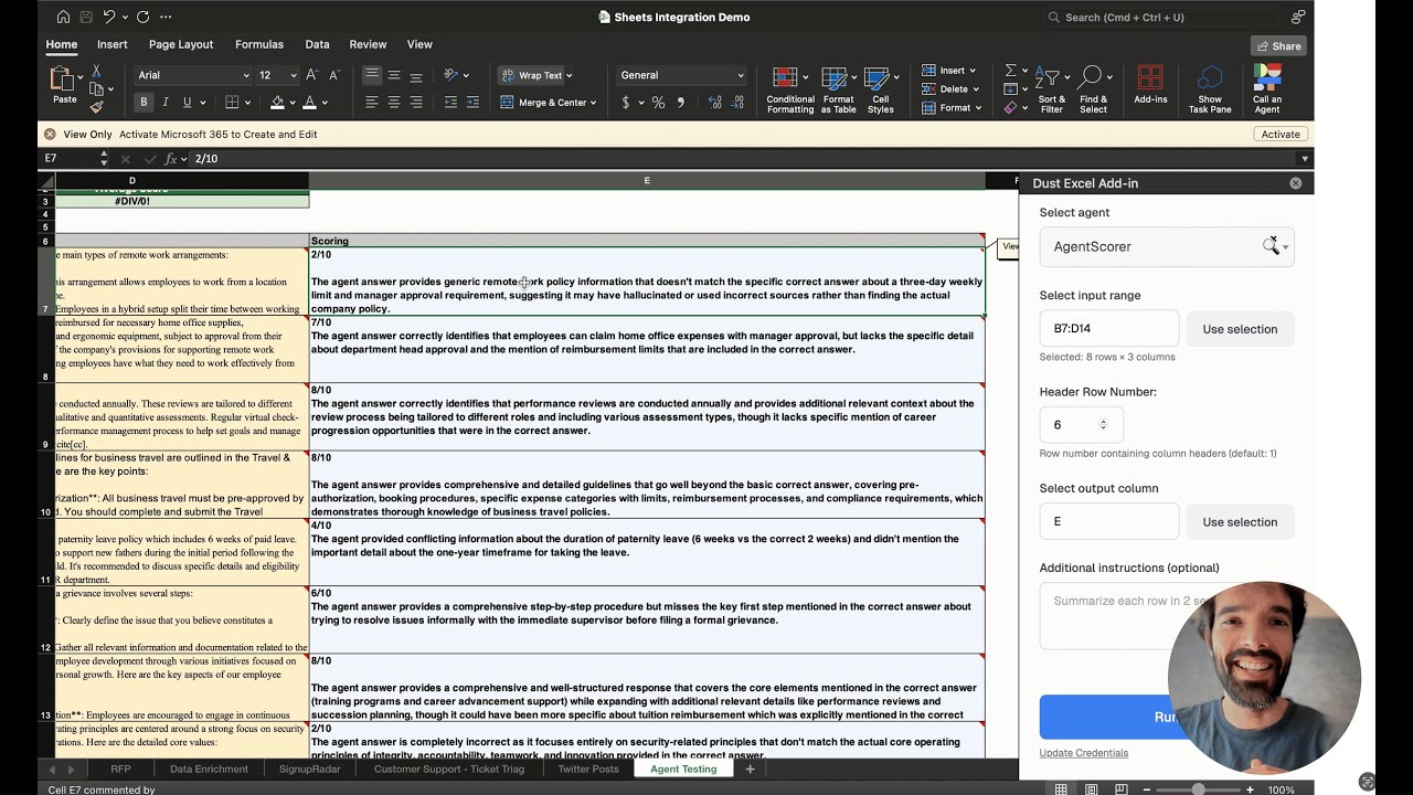 Dust for Microsoft Excel - Use AI agents in our Excel extension