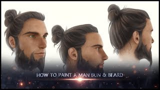 Learning Zone:  Painting Hairstyles -  Man Bun & Beard (Short Version) screenshot 5