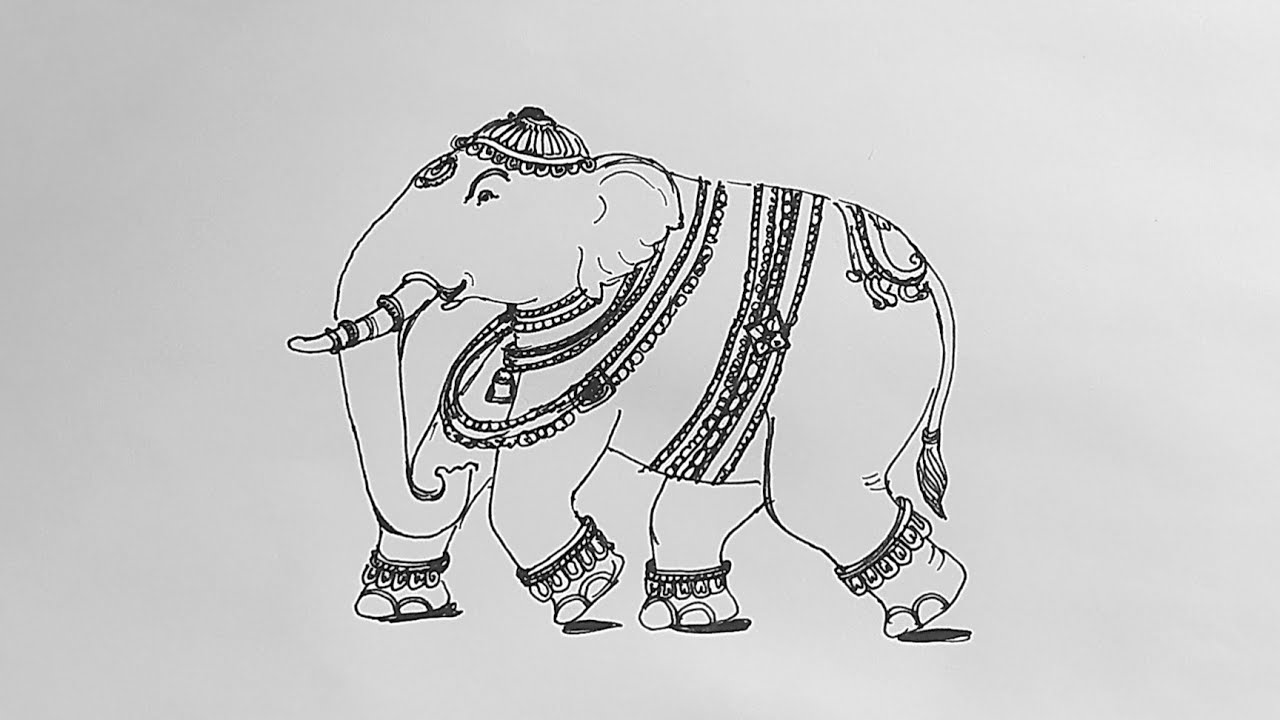 हाथी का चित्र कैसे बनायें। How to draw Elephant - YouTube