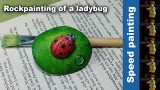 Speed Painting - Rock painting of a ladybug - Steine bemalen Marienkäfer