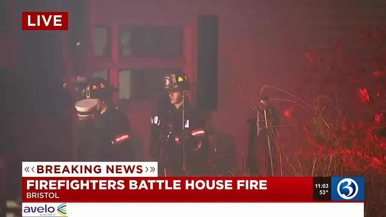 Firefighters battle house fire in Bristol - YouTube
