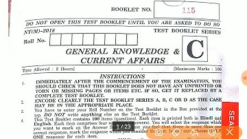 HPPSC NT MAINS 2018 GS PAPER-1 part-1 (question 1-20)