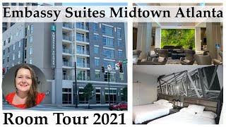 EMBASSY SUITES MIDTOWN ATLANTA 2021 Hotel and Room Tour - Breakfast, Nearby Shops, Atlantic Station