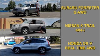 SLIP TEST - Subaru Forester SH vs Honda CR-V III vs Nissan X-Trail II - @4x4.tests.on.rollers