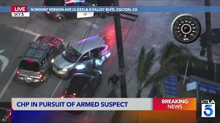 CHP officers chase armed suspect driver