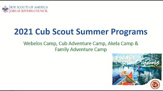 2021 Cub Scout Summer Camp Program Preview