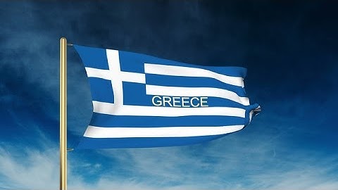 Greece Flag Slider Style With Title. Waving In The Wind With Cloud Background An Stock Animation
