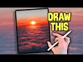 EASY PROCREATE DRAWING Tutorial in simple steps - Clouds Sky Sunrise