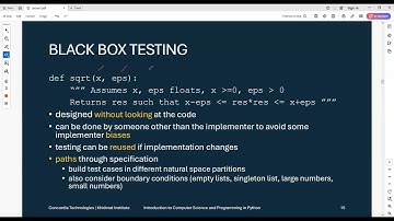 Intro to CS and Python (7 of 12) Testing, Debugging, Exceptions, and Assertions