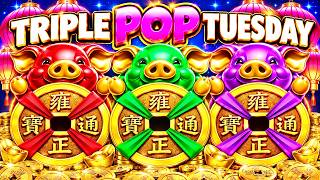 100X+ BONUS WIN in TRIPLE PIGGY TREASURES for TRIPLE POP TUESDAY! screenshot 2