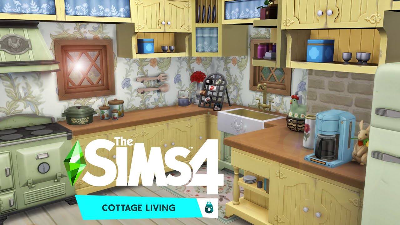 Charming farm kitchen 🍲 The Sims 4 Cottage Living Speed Build YouTube