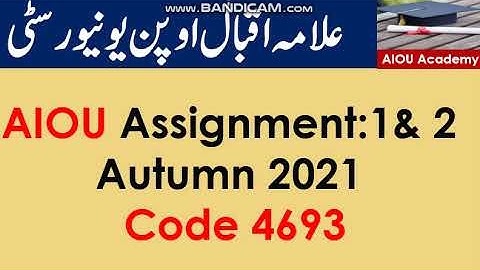AIOU Code 4693 Solved Assignment No.1 & 2  Autumn 2021