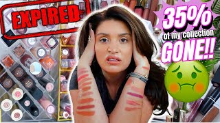 Huge Lipstick & Lipgloss Declutter w/ *SWATCHES* : Saying Goodbye to Expired and Unused Lip Products