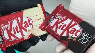 KitKat white & Dark 70% ChocolateIce | how to make satisfying KitKat ice cream roll  كيت كات ASMR