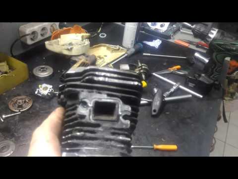 Stihl MS-250 последствия высоких оборотов и как ставить глушитель правильно.