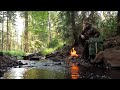 Solo Overnight at Remote Location - Russian Canvas Poncho Shelter - Hike in the Northern Wilderness