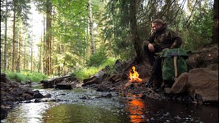 Solo Overnight at Remote Location - Russian Canvas Poncho Shelter - Hike in the Northern Wilderness