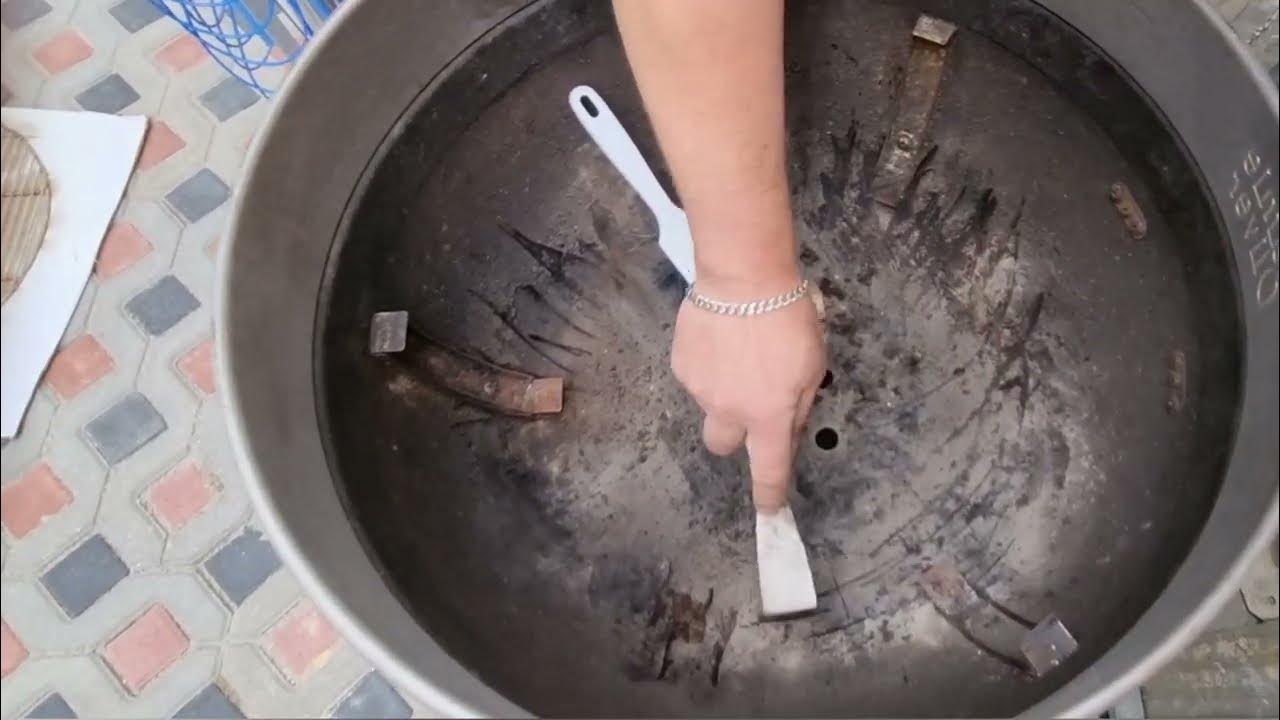 Cleaning old Charcoal Grill Life In the Countryside silent vlog