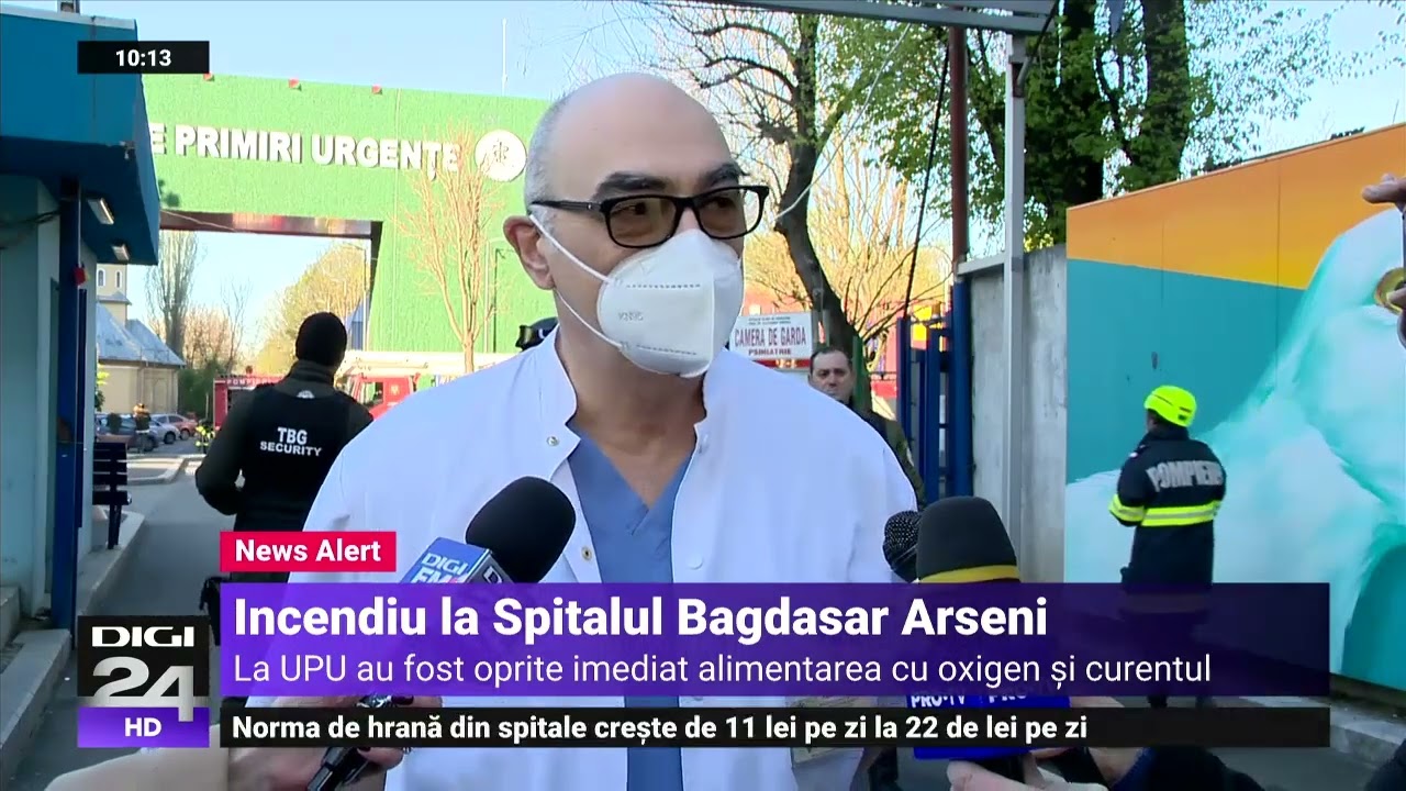 Incendiu la Spitalul Bagdasar Arseni București. Focul a izbucnit la acoperișul unității de urgență
