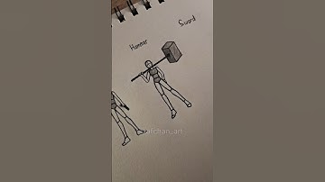 How to draw male body ✨️ (with gun, hammer & sword) #drawing #tutorial #howtodraw #art #shorts