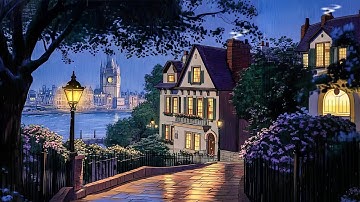 1940s Gentle drizzle outside with Oldies Playing in Another Room ( Rainfall Front yard ambience)