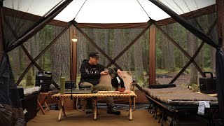 Relaxing Camp in Vevor Gazebo Tent with Pepper ? / Naturehike / Coleman / Camping ASMR