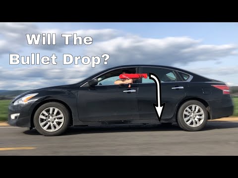Shooting a Nerf Gun Backwards While Driving At The Bullet's Speed Forward