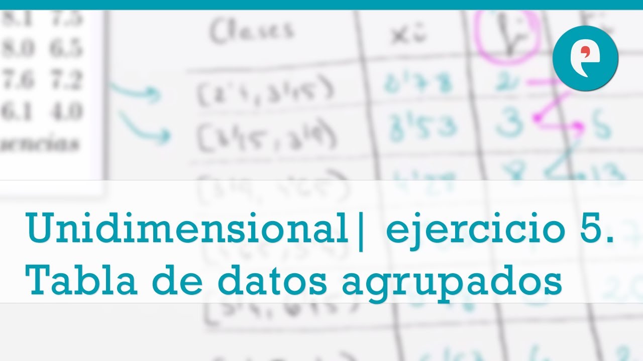 Estadística unidimensional ejercicio 5. Tabla de datos agrupados