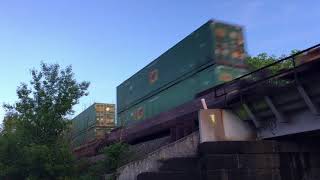 Norfolk Southern 7504 & 6527 West on Diamond Bridge at Sunset