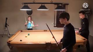 Time lapse of kids playing pool