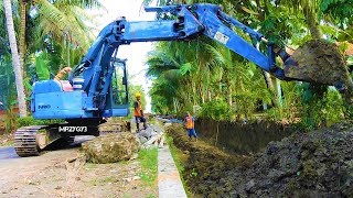 Ditch Construction Preparation By Excavator Komatsu PC128UU