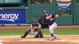 MIN@CLE: Plouffe grounds an RBI single to left