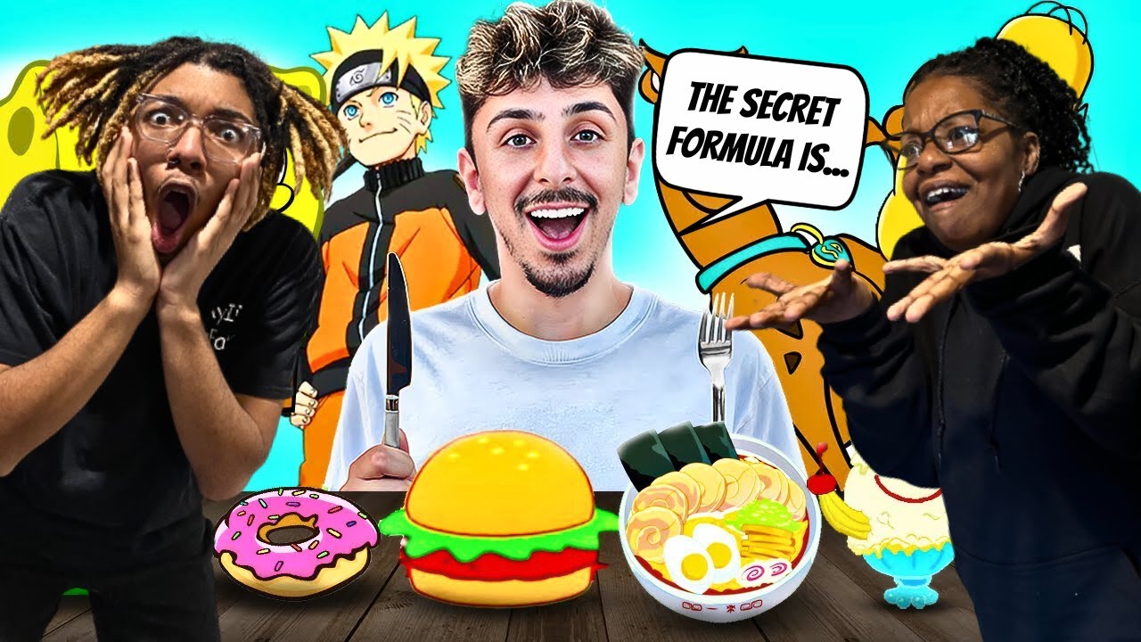 KRABBY PATTIES!?! AyItsUsFamily Reacts To Faze Rug "Eating Only Cartoon
